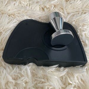 Silver and Black Coffee Tamper with Mat 5cm